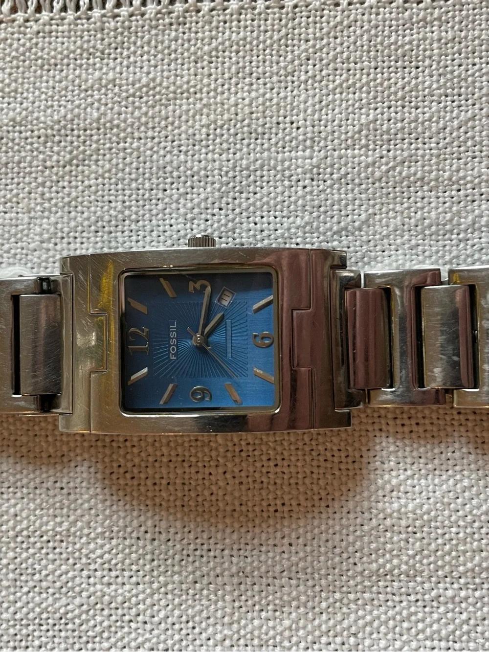 Fossil FS-2891 Stainless Steel Watch with Blue Dial and Silver Bracelet